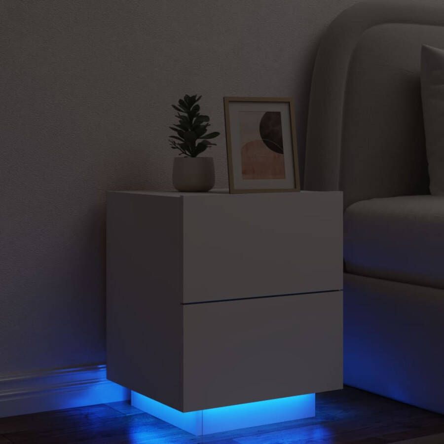 VidaXL -Nachtkastje-met-LED-verlichting-bewerkt-hout-wit - Foto 3