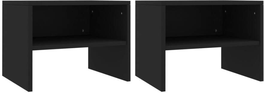 VidaXL Prolenta Premium Nachtkastjes 2 st 40x30x30 cm bewerkt hout zwart - Foto 4