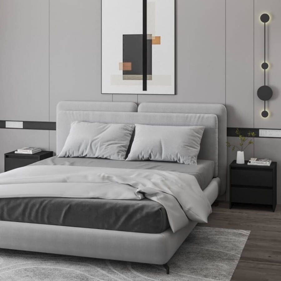 VidaXL Nachtkastjes 2 st 45x34 5x44 5 cm bewerkt hout zwart
