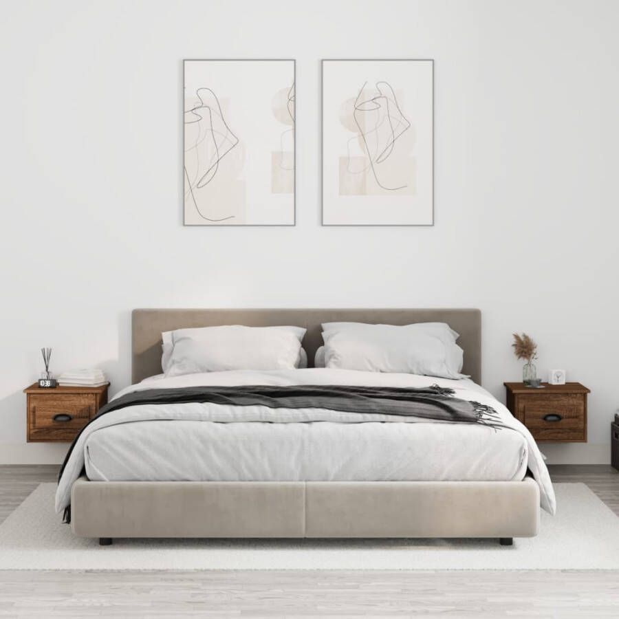 VidaXL -Nachtkastjes-2-st-wandgemonteerd-41 5x36x28-cm-bruin-eikenkleur
