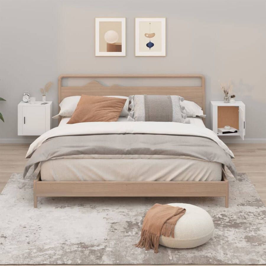 VidaXL -Nachtkastjes-2-st-wandgemonteerd-50x30x47-cm-wit