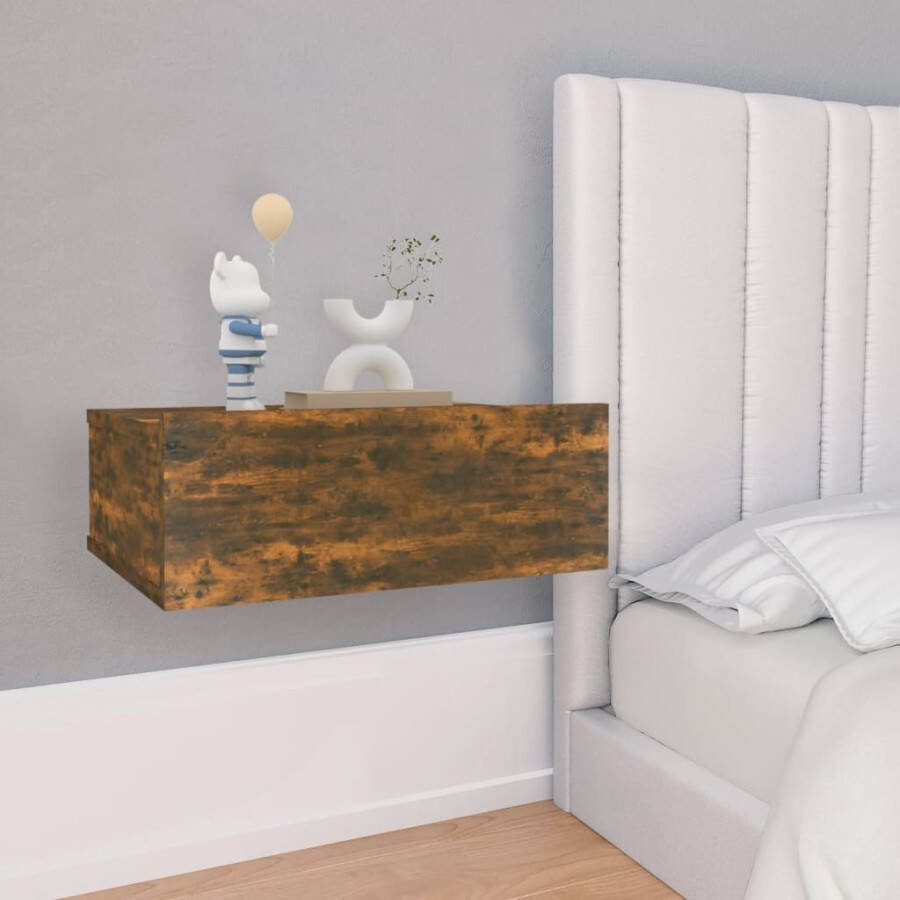 VidaXL -Nachtkastjes-2-st-zwevend-40x30x15cm-bewerkt-hout-gerookt-eiken