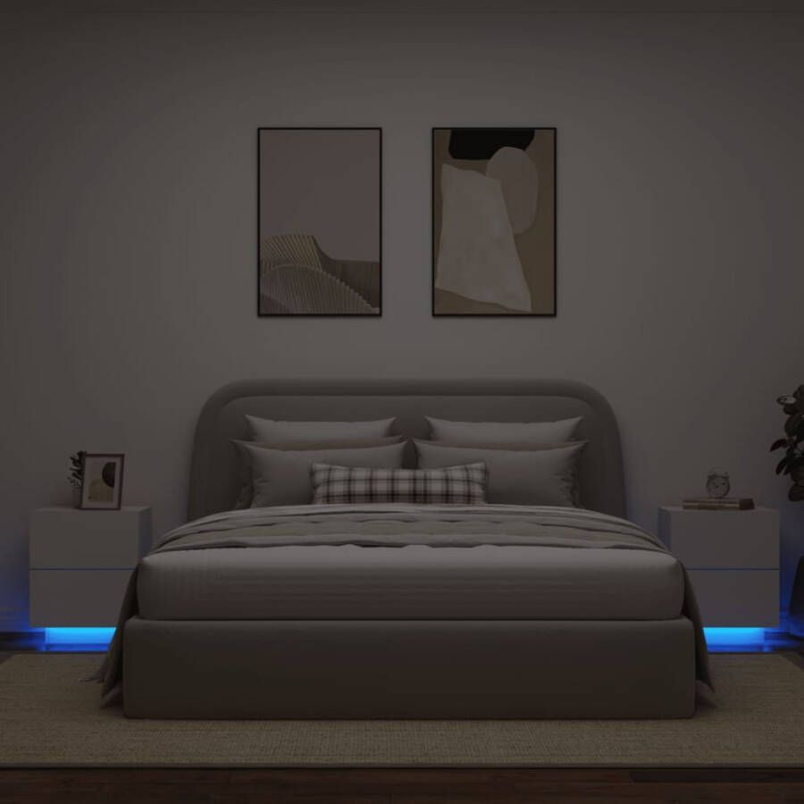 VidaXL -Nachtkastjes-met-LED-verlichting-2-st-bewerkt-hout-wit - Foto 3