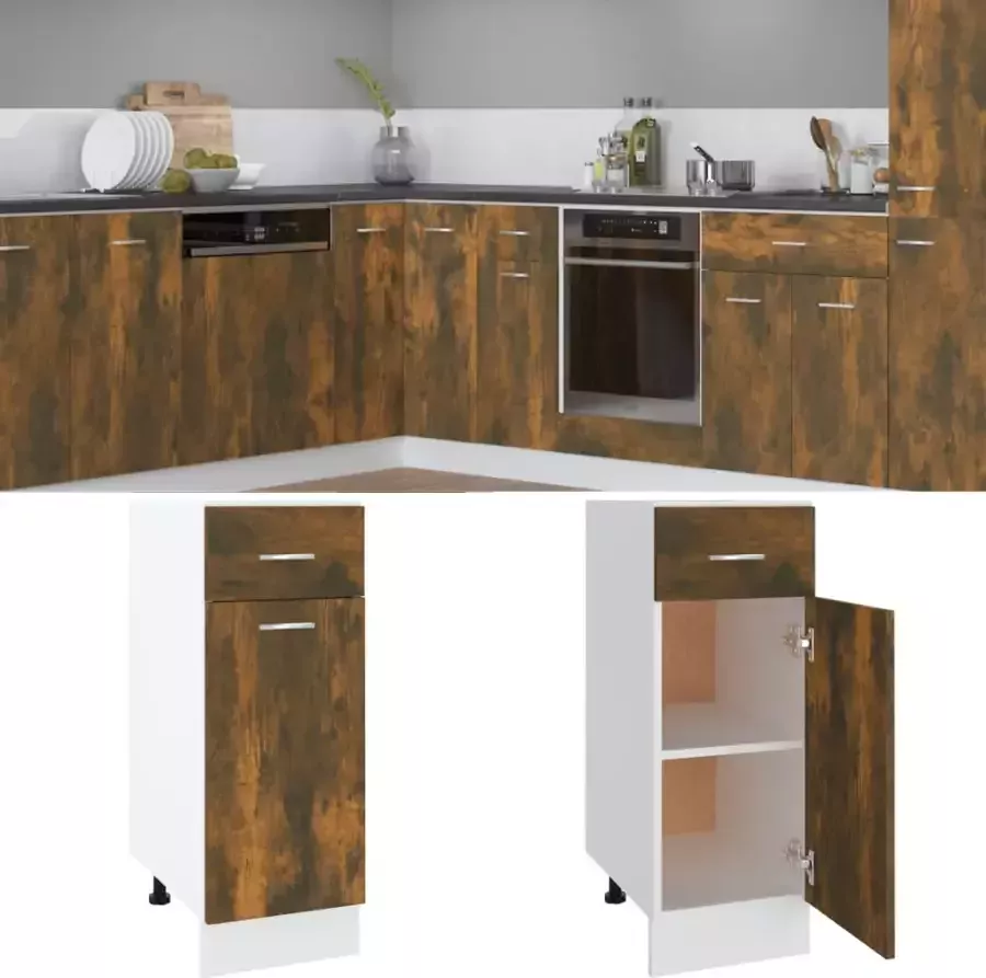 VidaXL Onderkast met lade Lyon 30x46x81 5 cm bewerkt hout gerookt eiken
