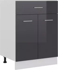 VIDAXL Onderkast met lade 60x46x81 5 cm bewerkt hout hoogglans grijs