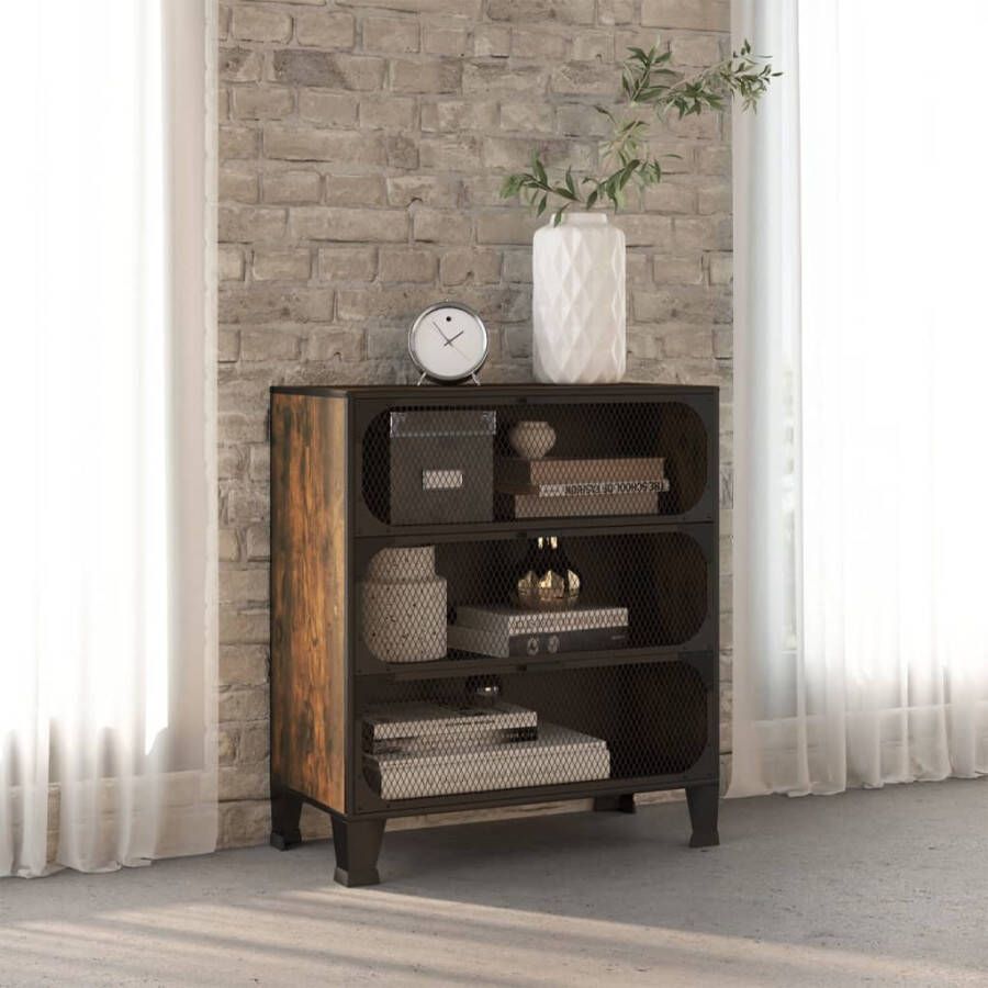 VidaXL -Opbergkast-72x36x82-cm-metaal-en-MDF-rustiek-bruin