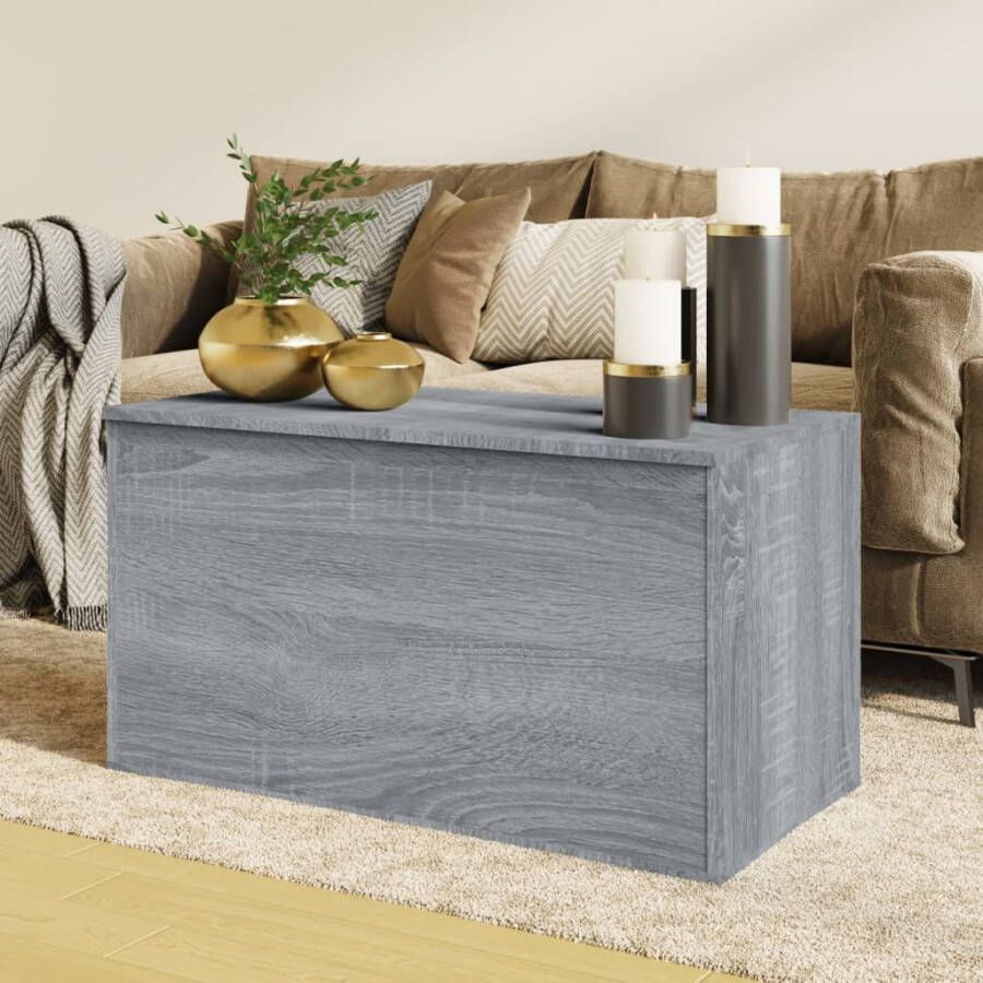 VIDAXL Opbergkist 84x42x46 cm bewerkt hout grijs sonoma eikenkleurig - Foto 4