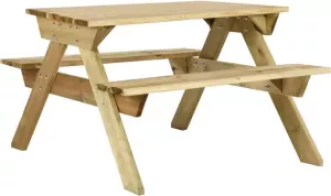 VidaXL Picknicktafel met banken 110x123x73 cm geïmpregneerd grenenhout