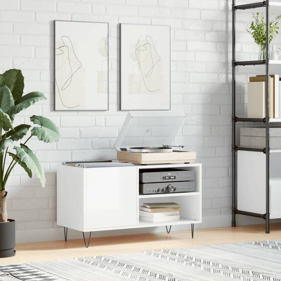 VIDAXL Platenkast 85x38x48 cm bewerkt hout hoogglans wit - Foto 4