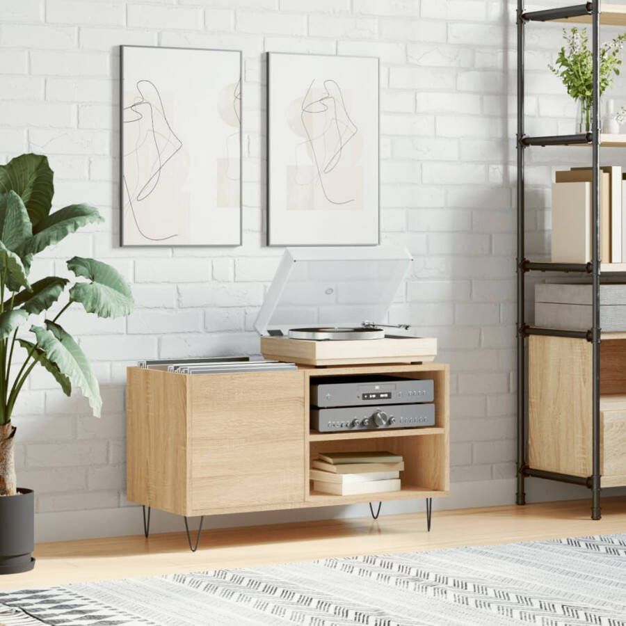 VIDAXL Platenkast 85x38x48 cm bewerkt hout sonoma eikenkleurig - Foto 4