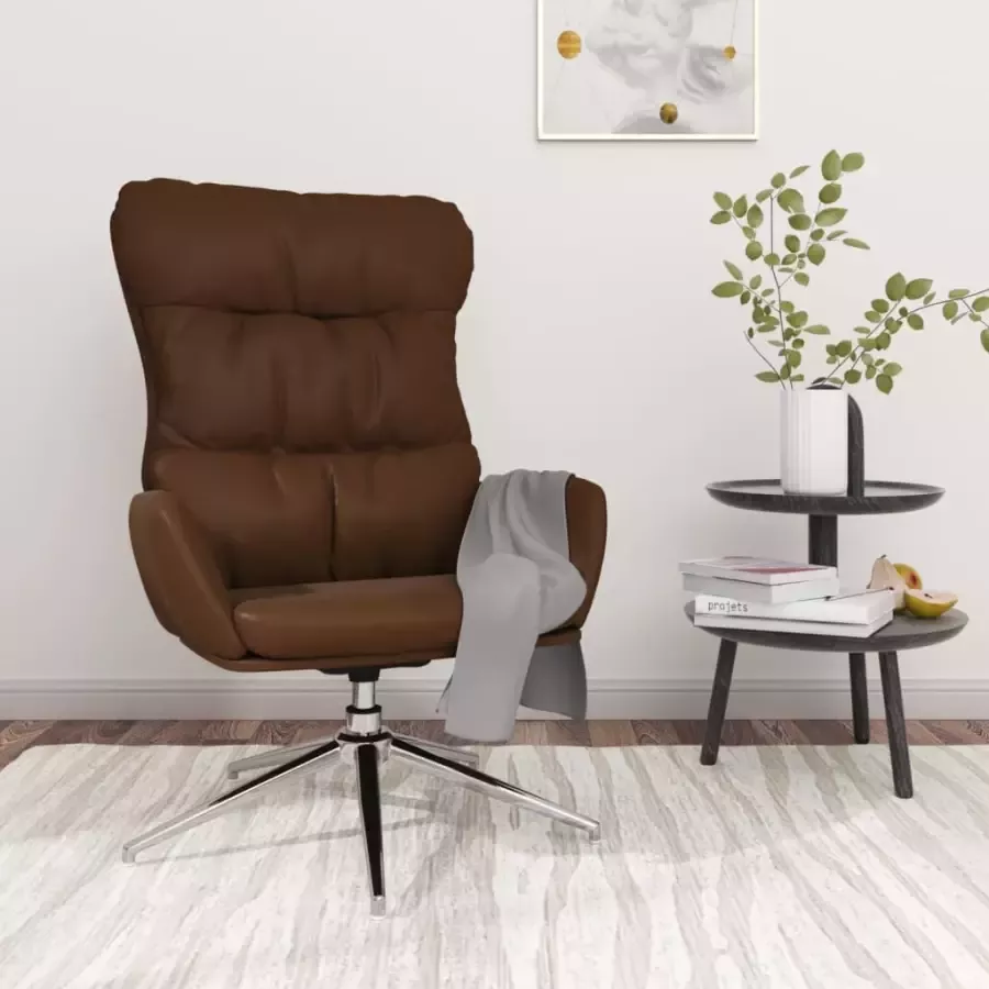 VIDAXL Relaxstoel echt leer bruin - Foto 1