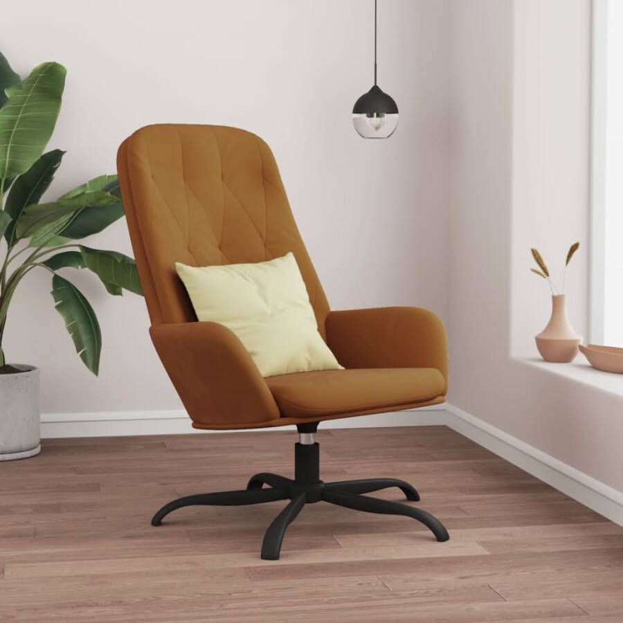 VidaXL Relaxstoel fluweel bruin - Foto 1