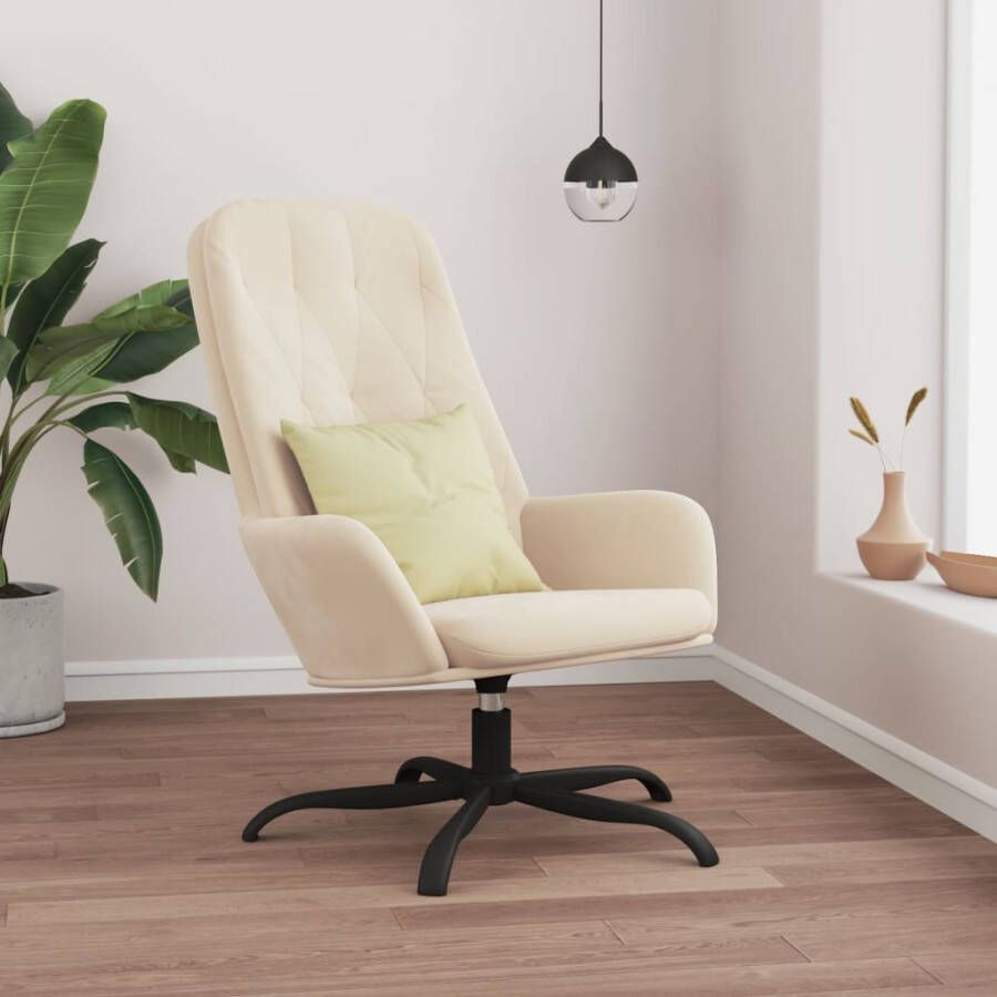 VidaXL Relaxstoel fluweel crèmewit - Foto 1