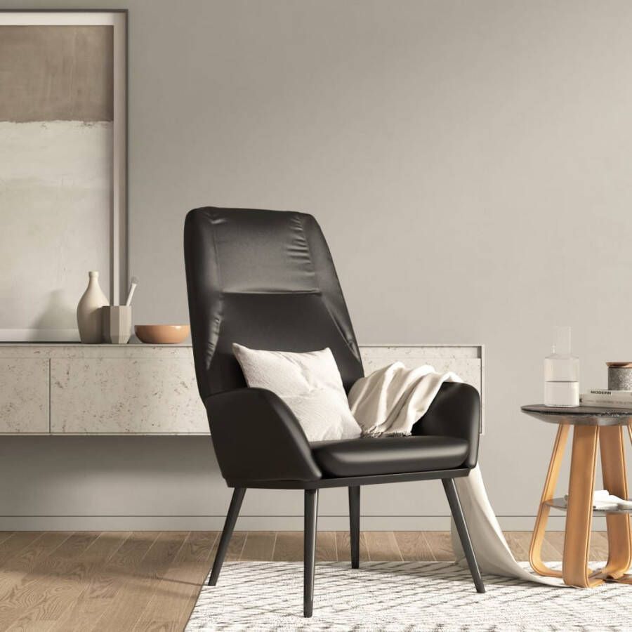 VIDAXL Relaxstoel kunstleer glanzend zwart