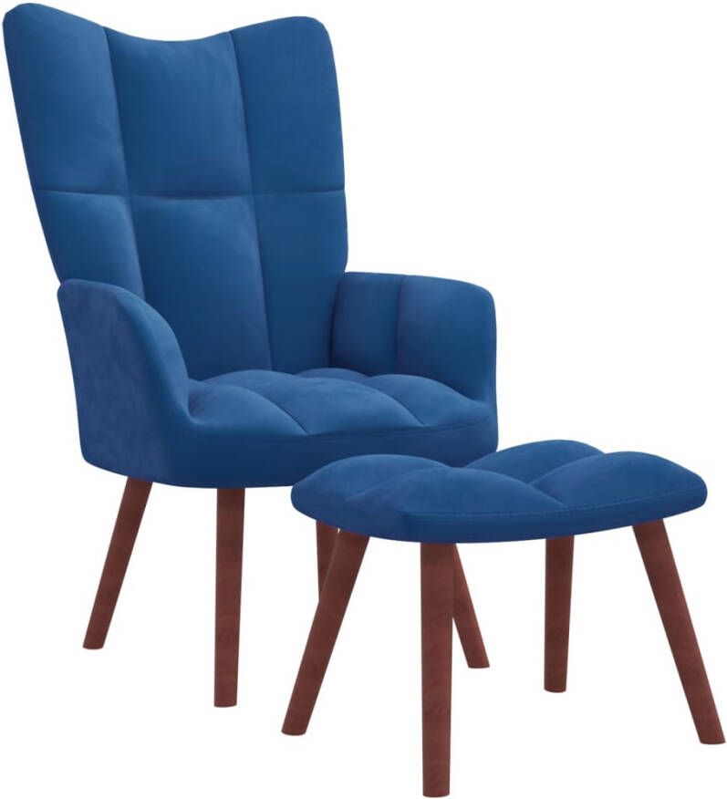 VidaXL Relaxstoel met voetenbank fluweel blauw - Foto 4