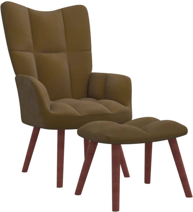 VidaXL Relaxstoel met voetenbank fluweel bruin - Foto 4