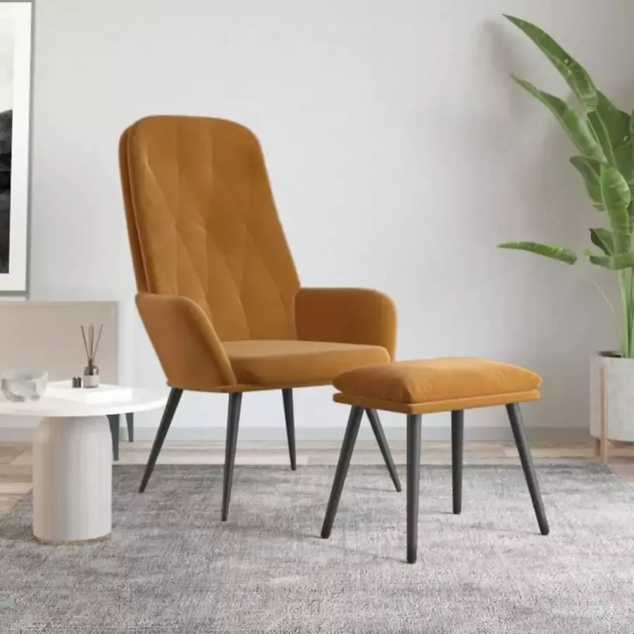 VidaXL Relaxstoel met voetenbank fluweel bruin - Foto 3
