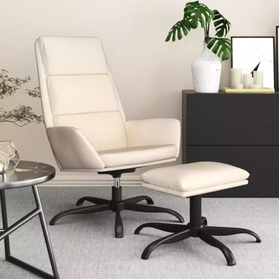 VIDAXL Relaxstoel met voetenbank fluweel crèmekleurig - Foto 1