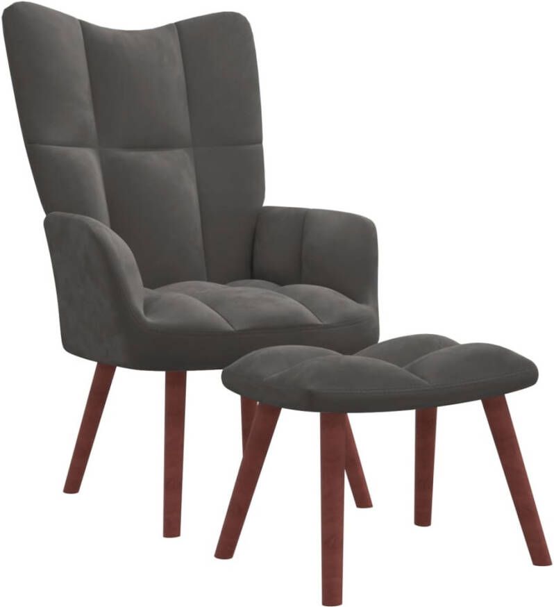 VIDAXL Relaxstoel met voetenbank fluweel donkergrijs - Foto 4