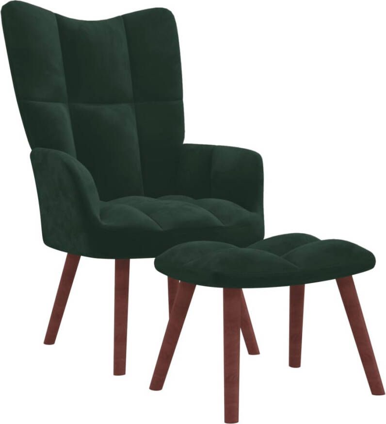 VIDAXL Relaxstoel met voetenbank fluweel donkergroen - Foto 4