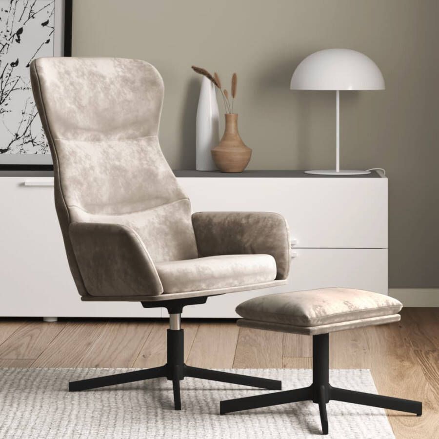 VIDAXL Relaxstoel met voetenbank fluweel lichtgrijs - Foto 2