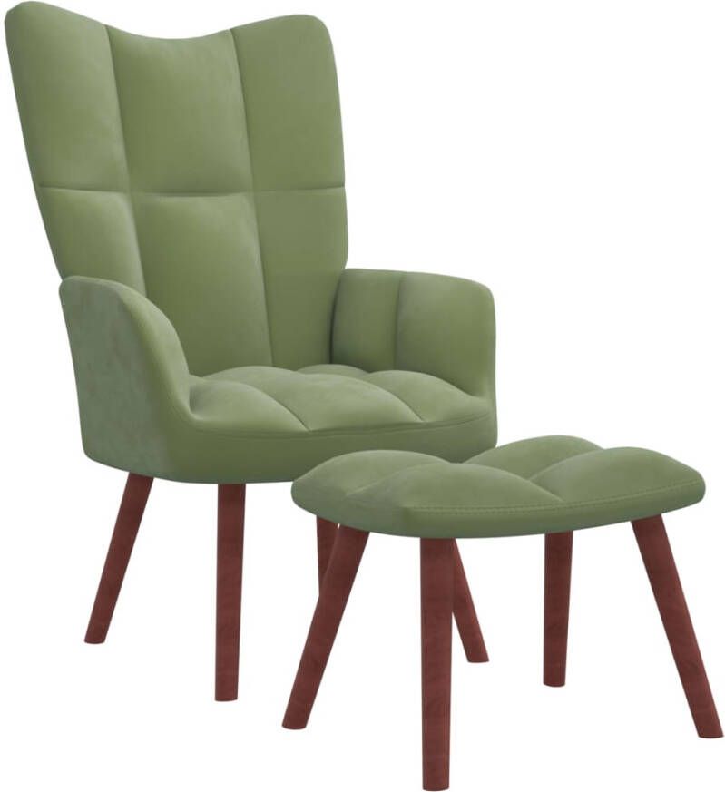 VIDAXL Relaxstoel met voetenbank fluweel lichtgroen - Foto 4