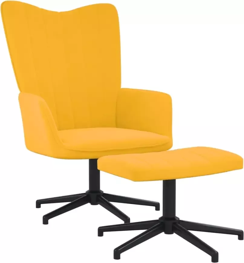 VIDAXL Relaxstoel met voetenbank fluweel mosterdgeel - Foto 1