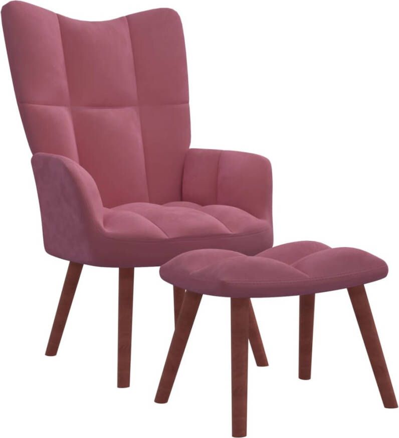 VidaXL Relaxstoel met voetenbank fluweel roze - Foto 4