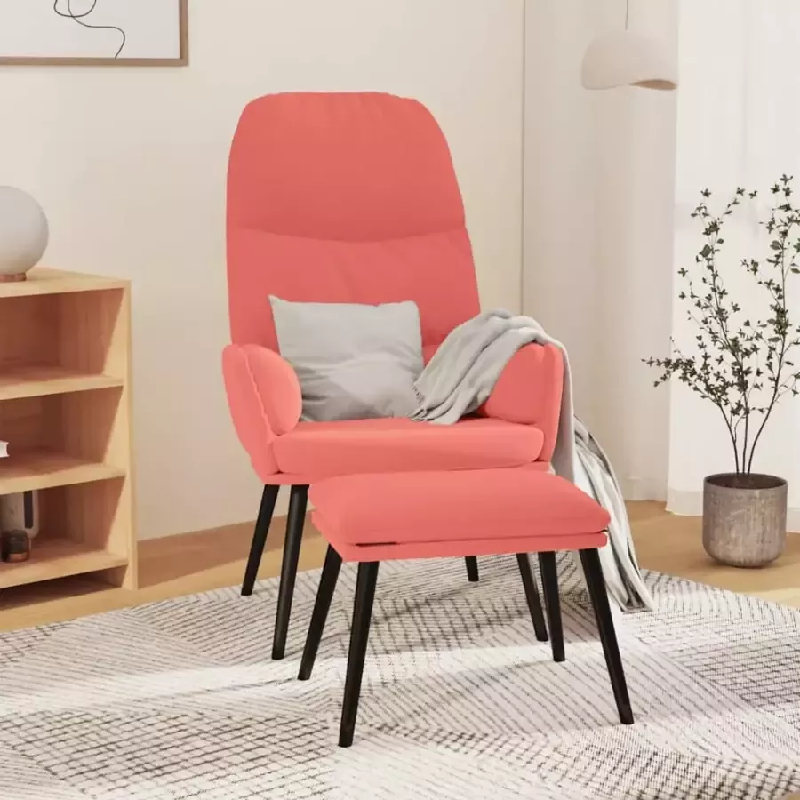 VidaXL Relaxstoel met voetenbank fluweel roze - Foto 1