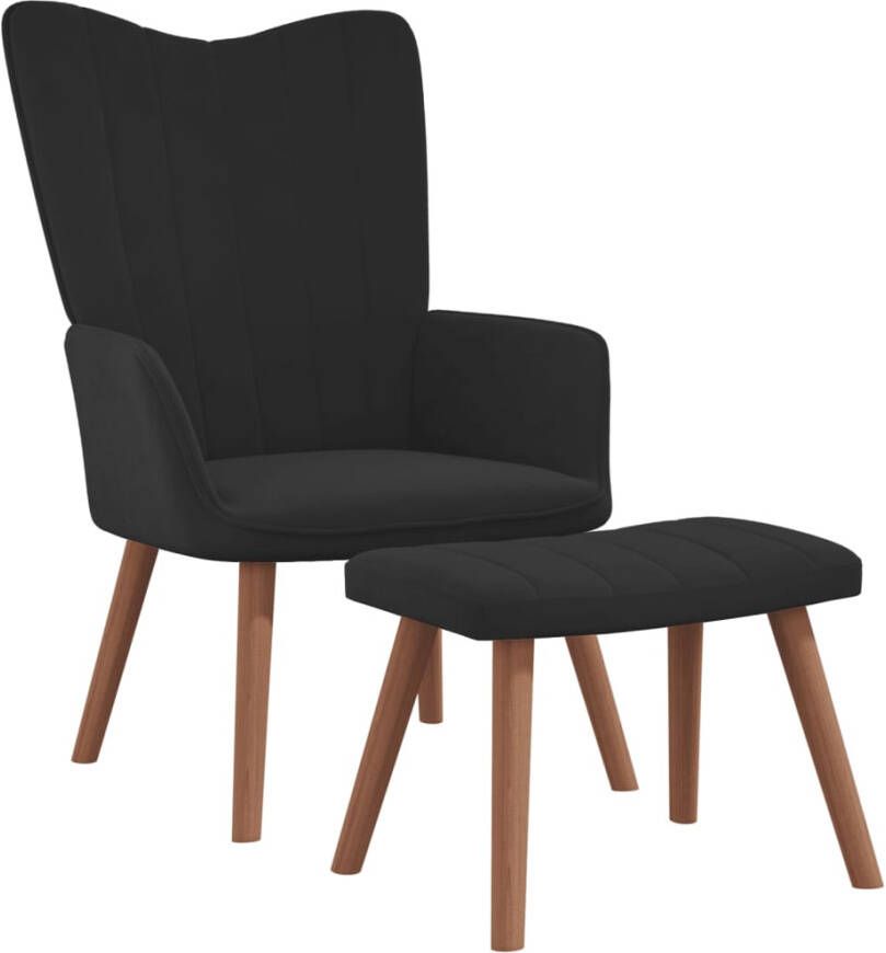 VidaXL Relaxstoel met voetenbank fluweel zwart - Foto 3