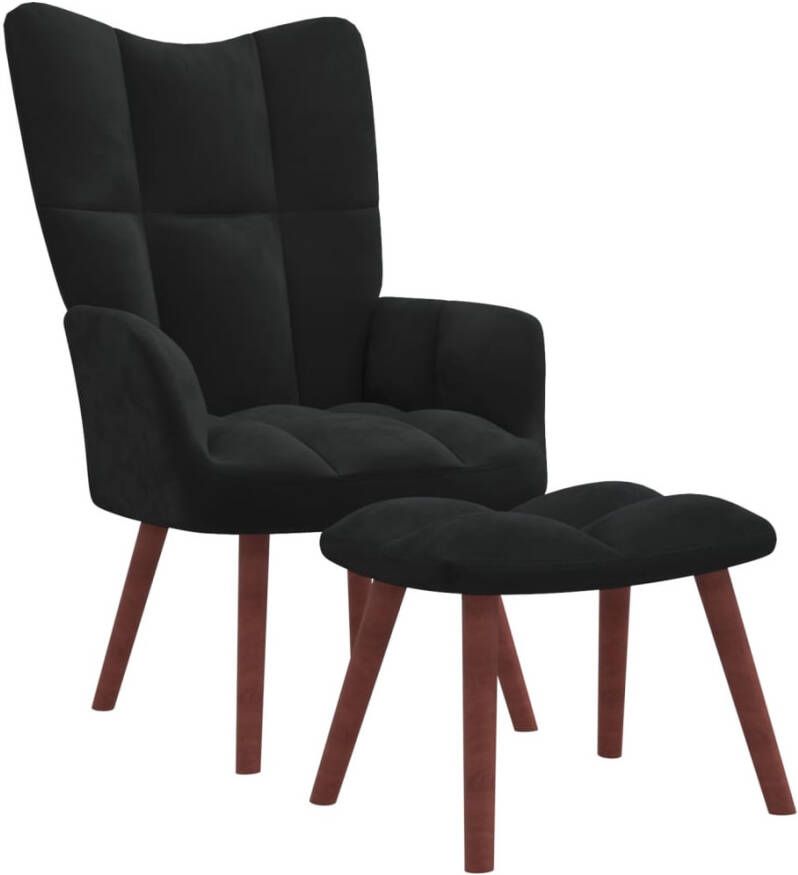 VidaXL Relaxstoel met voetenbank fluweel zwart - Foto 4