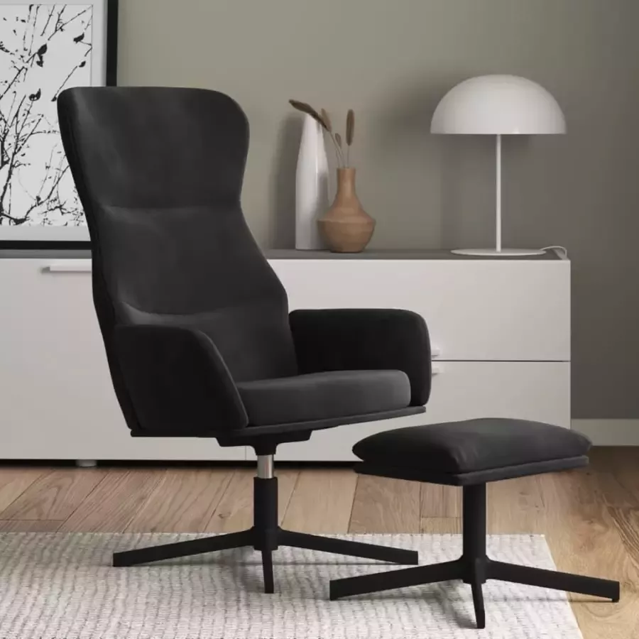 VidaXL Relaxstoel met voetenbank fluweel zwart