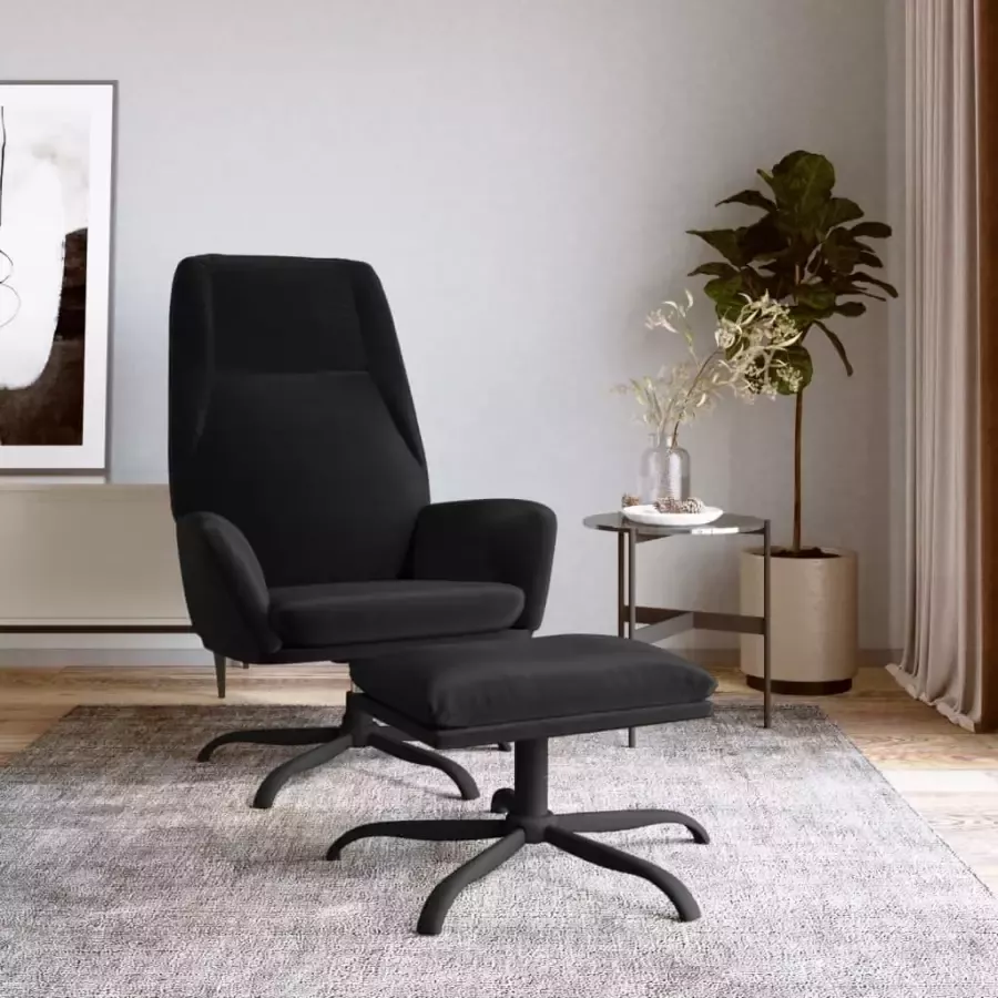 VidaXL Relaxstoel met voetenbank fluweel zwart