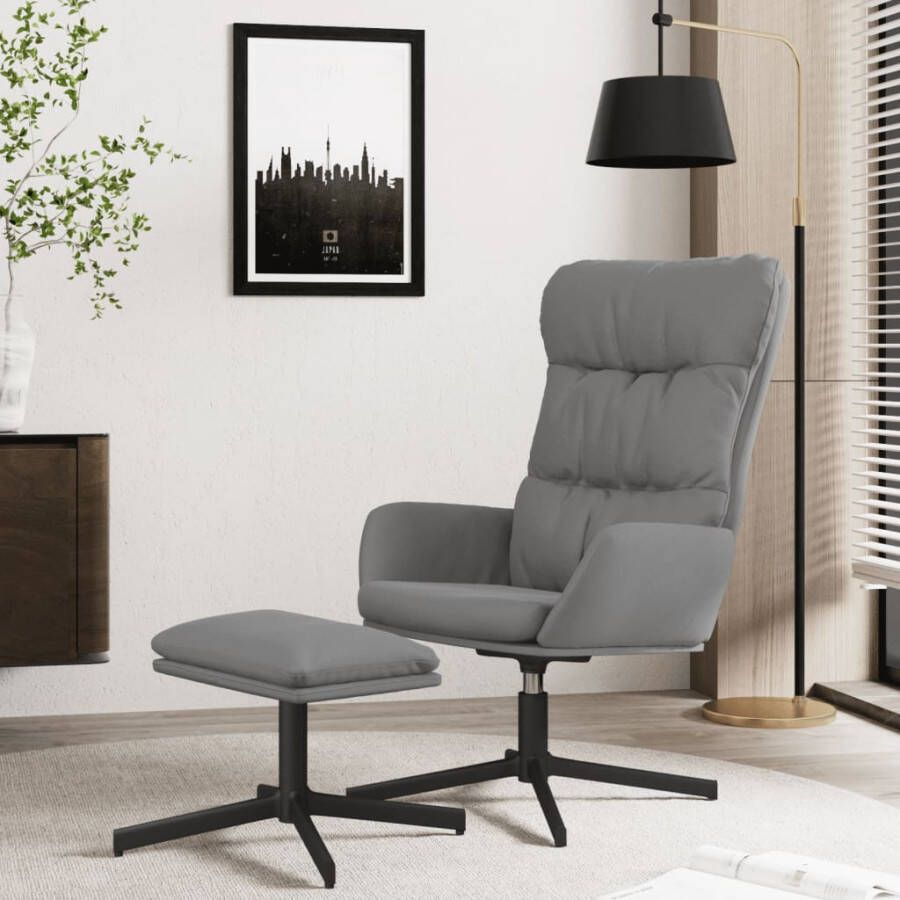 VidaXL Relaxstoel met voetenbank kunstleer antracietgrijs