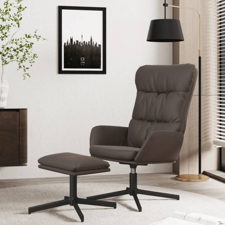 VIDAXL Relaxstoel met voetenbank kunstleer bruin - Foto 1