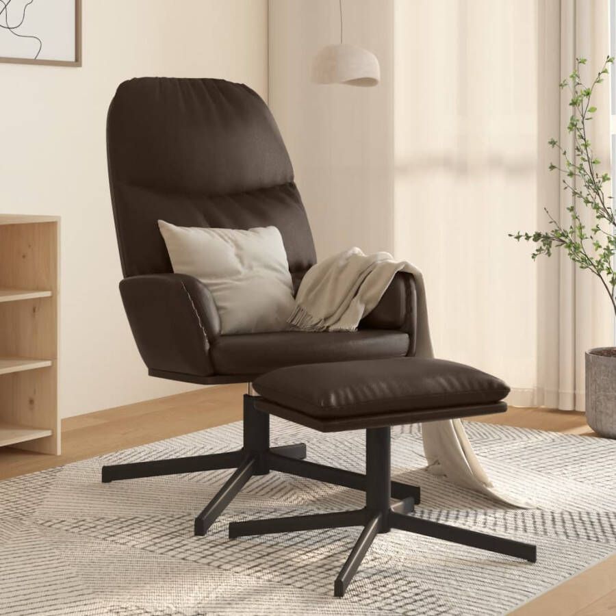 VidaXL Relaxstoel met voetenbank kunstleer bruin - Foto 1