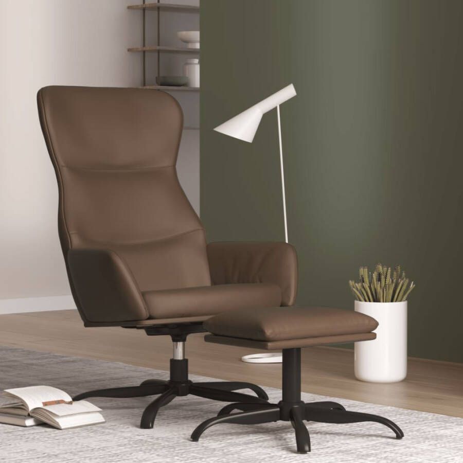 VidaXL Relaxstoel met voetenbank kunstleer bruin - Foto 1