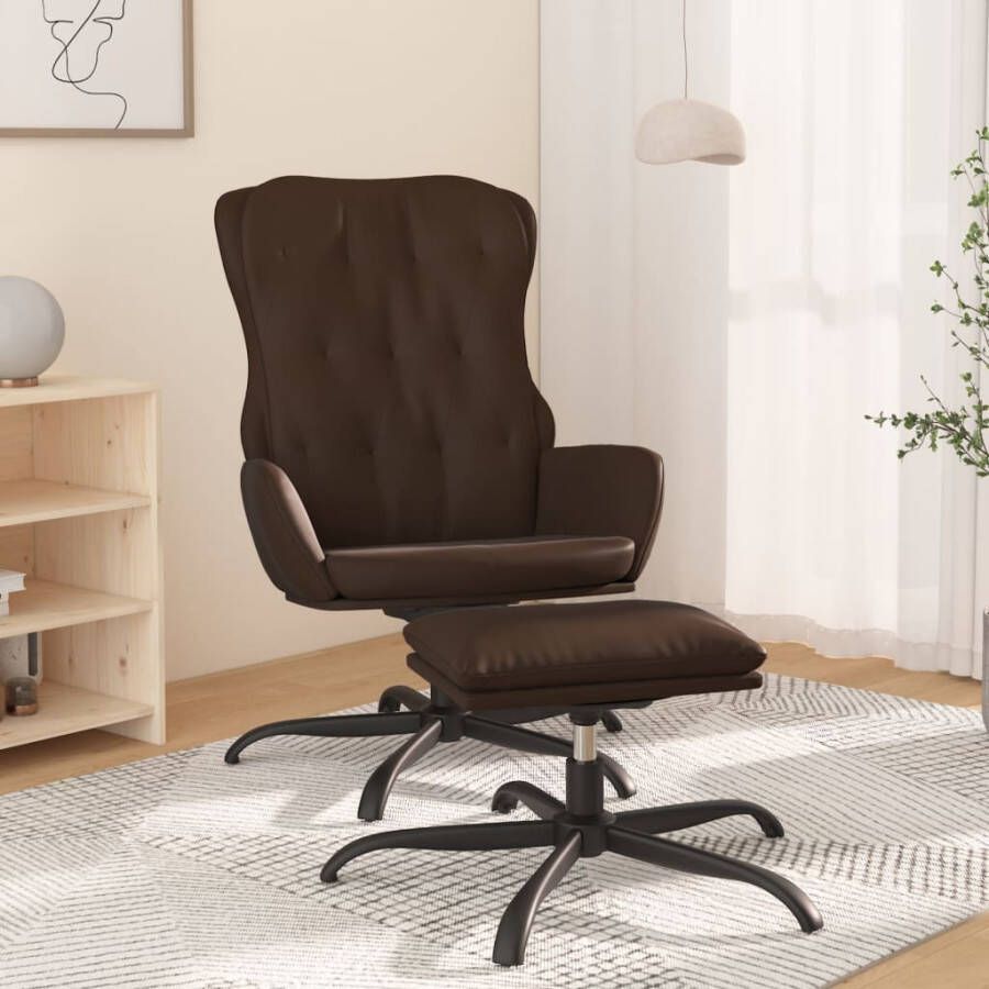VIDAXL Relaxstoel met voetenbank kunstleer bruin