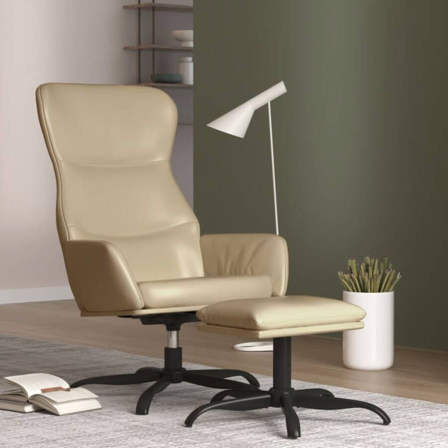 VIDAXL Relaxstoel met voetenbank kunstleer cappuccinokleurig - Foto 1