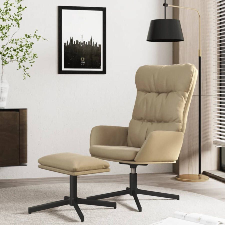 VidaXL Relaxstoel met voetenbank kunstleer cappuccinokleurig - Foto 1