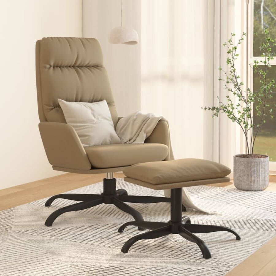 VidaXL Relaxstoel met voetenbank kunstleer cappuccinokleurig