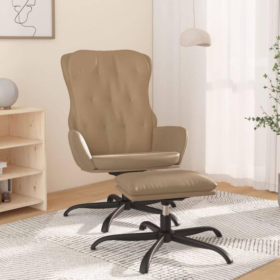 VIDAXL Relaxstoel met voetenbank kunstleer cappuccinokleurig