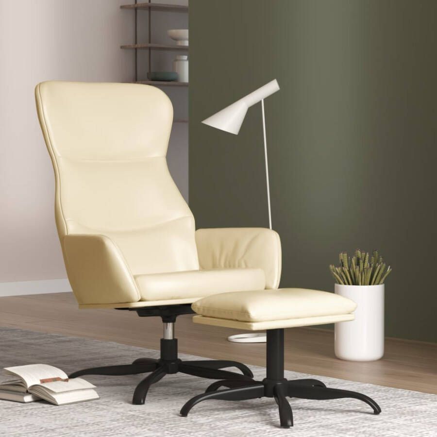 VIDAXL Relaxstoel met voetenbank kunstleer crèmekleurig - Foto 1