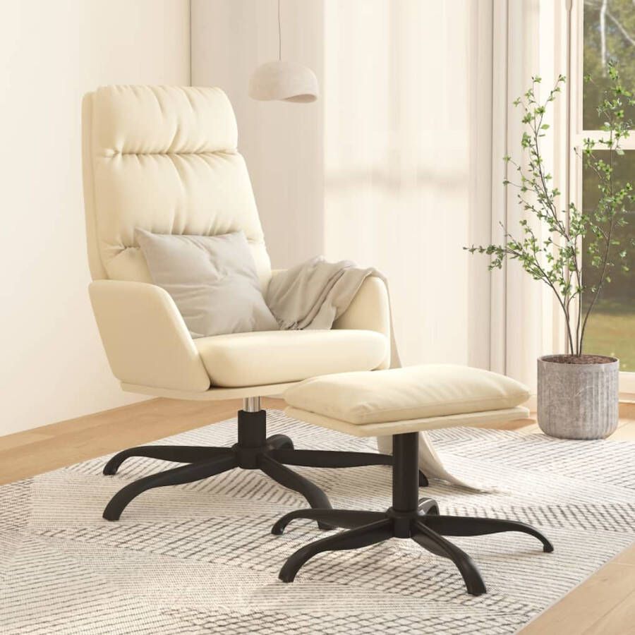 VIDAXL Relaxstoel met voetenbank kunstleer crèmekleurig - Foto 1