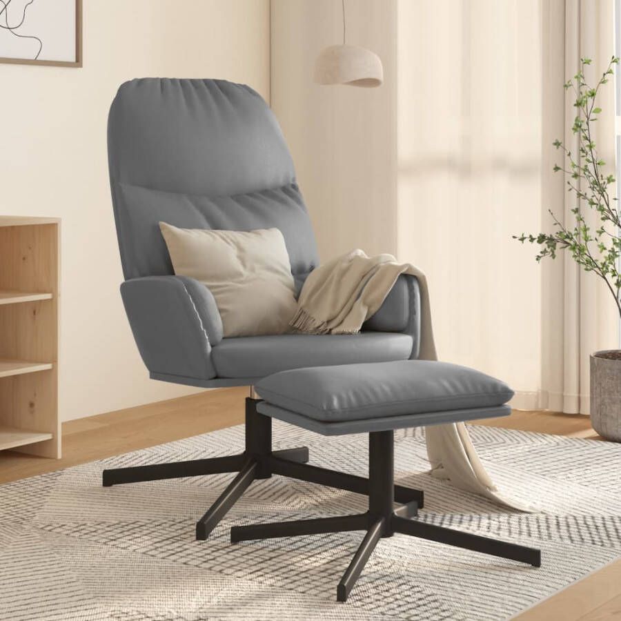 VIDAXL Relaxstoel met voetenbank kunstleer grijs - Foto 1