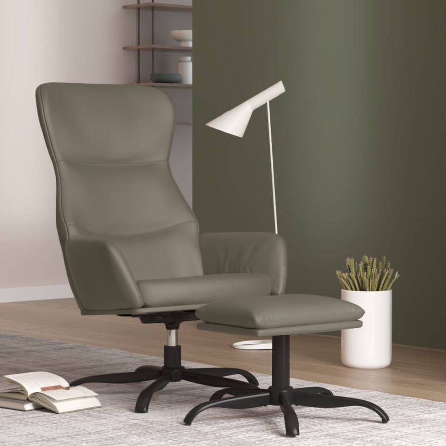 VidaXL Relaxstoel met voetenbank kunstleer grijs