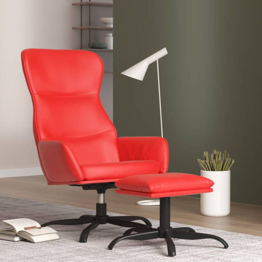 VIDAXL Relaxstoel met voetenbank kunstleer rood - Foto 1