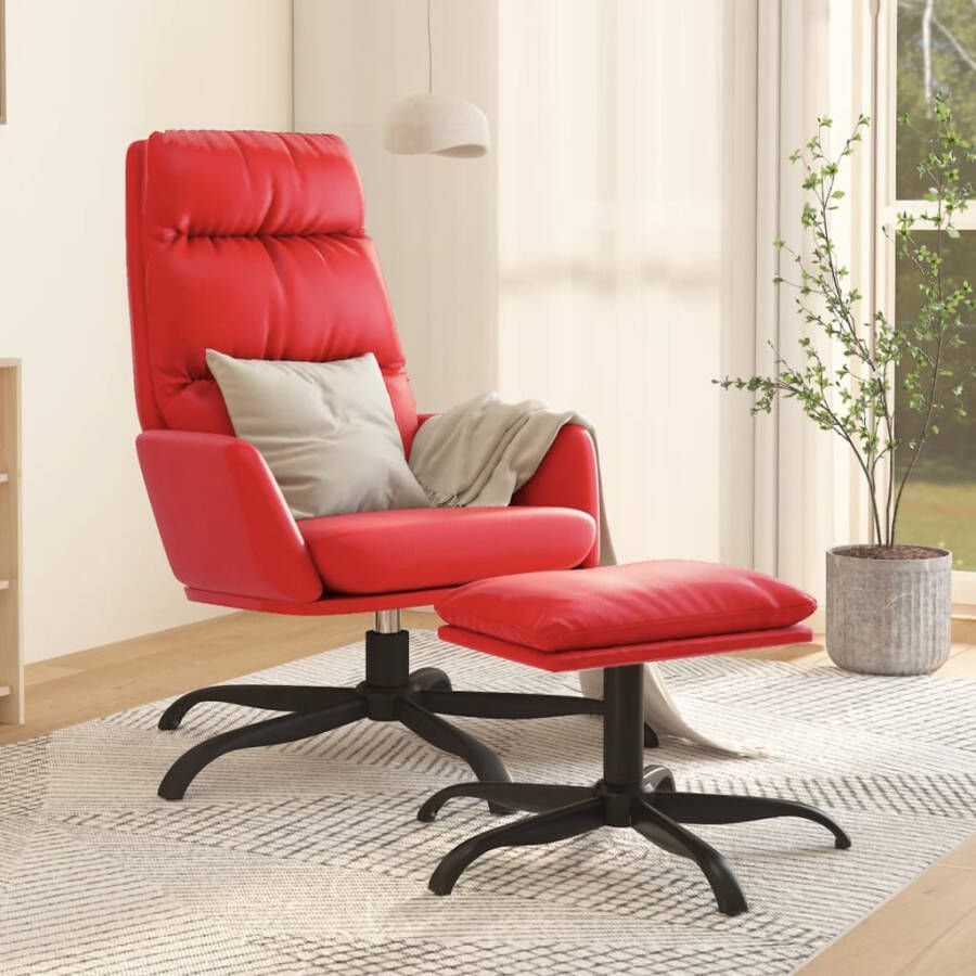 VIDAXL Relaxstoel met voetenbank kunstleer rood - Foto 1