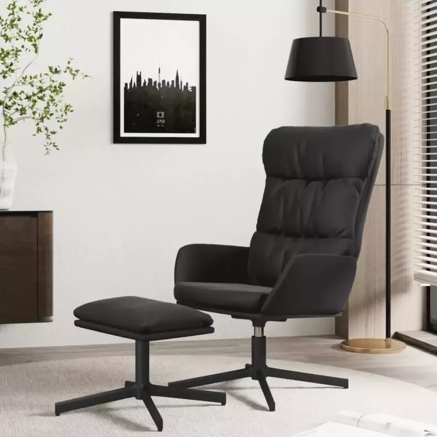 VIDAXL Relaxstoel met voetenbank kunstleer zwart - Foto 1