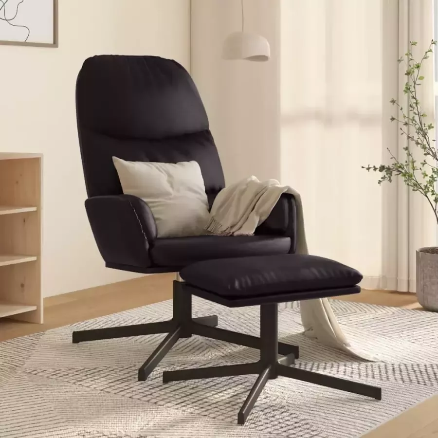 VIDAXL Relaxstoel met voetenbank kunstleer zwart - Foto 1
